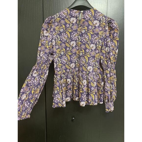Universal Thread XXL Boho Floral Smocked Blouse Purple Long Sleeve - Picture 2 of 8
